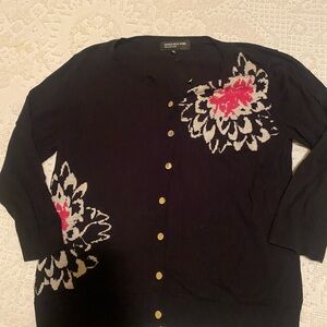 🌺Jones New York Black Flora Cardigan-Size M